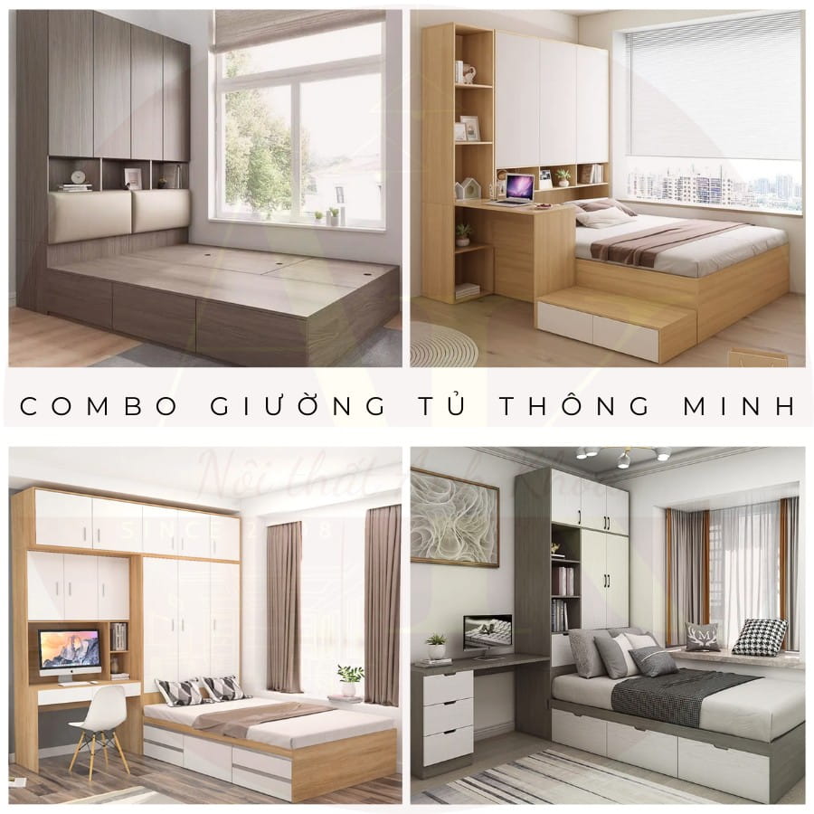 Combo giường tủ thông minh gỗ công nghiệp Combo giường tủ thông minh gỗ công nghiệp