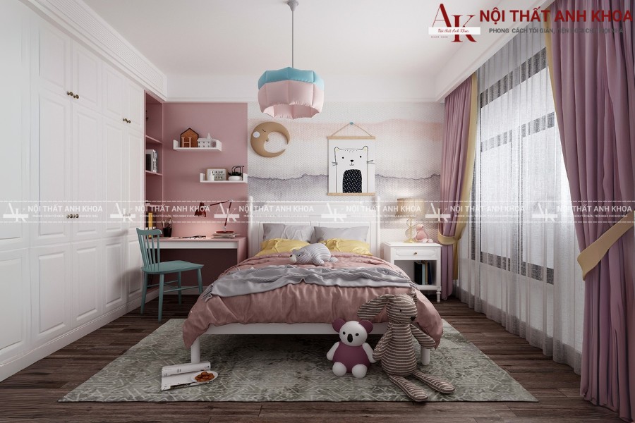 Combo phòng ngủ bé gái màu hồng đẹp mê ly Combo phòng ngủ bé gái màu hồng đẹp mê ly