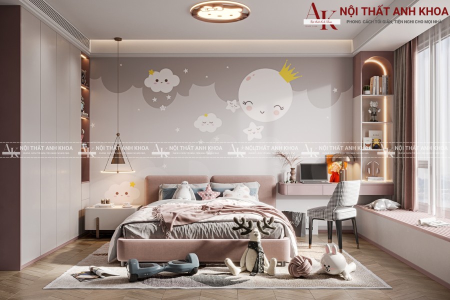 Combo phòng ngủ bé gái màu hồng đẹp mê ly Combo phòng ngủ bé gái màu hồng đẹp mê ly