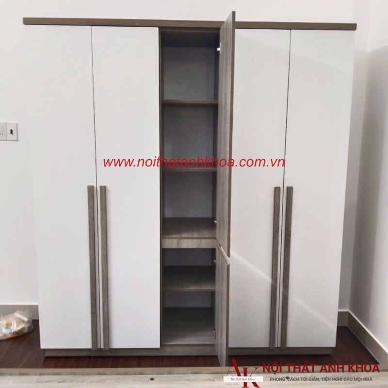 Tủ Quần Áo Gỗ Công Nghiệp Màu Xám Phối Trắng Tủ Quần Áo Gỗ Công Nghiệp Màu Xám Phối Trắng
