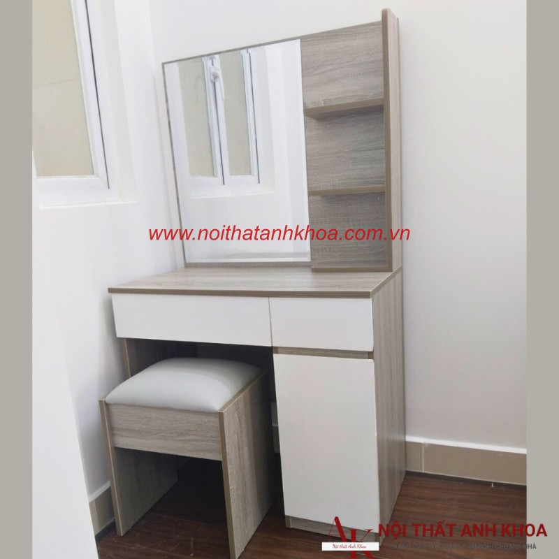 Bàn Phấn Gỗ Công Nghiệp MDF Màu Xám Phối Trắng Bàn Phấn Gỗ Công Nghiệp MDF Màu Xám Phối Trắng