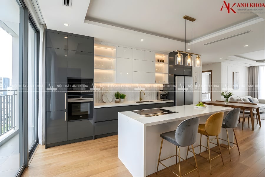 Thiết kế tủ bếp kịch trần - Tăng lưu trữ, giảm bám bụi hiệu quả Thiết kế tủ bếp kịch trần - Tăng lưu trữ, giảm bám bụi hiệu quả