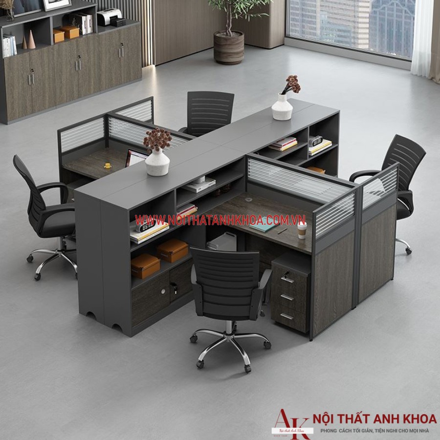 Cụm bàn làm việc văn phòng làm bằng gỗ công nghiệp cao cấp Cụm bàn làm việc văn phòng làm bằng gỗ công nghiệp cao cấp