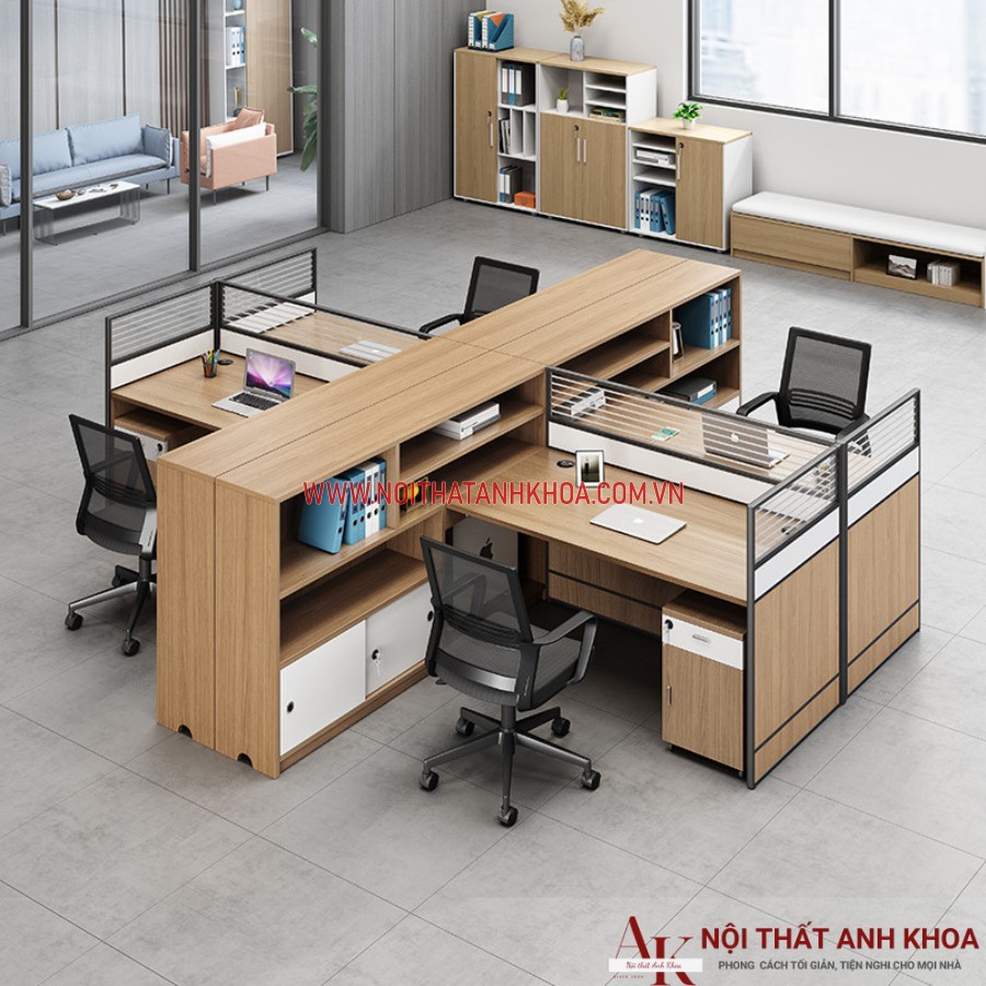 Cụm bàn làm việc cho nhân viên gỗ MDF cao cấp
