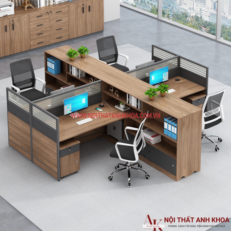 Cụm bàn làm việc văn phòng làm bằng gỗ công nghiệp cao cấp Cụm bàn làm việc văn phòng làm bằng gỗ công nghiệp cao cấp