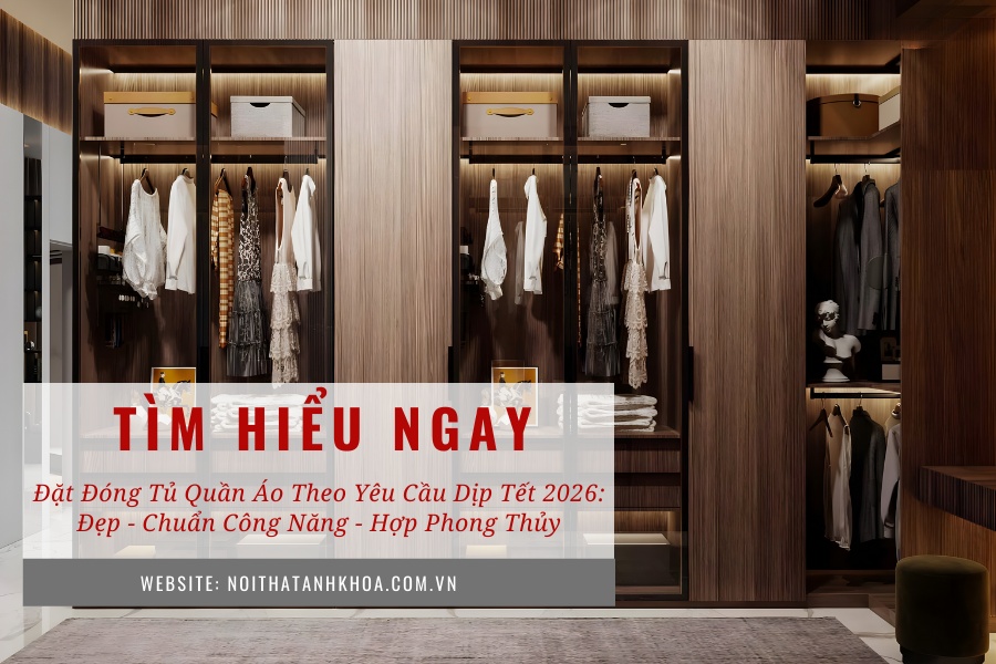 Đặt đóng tủ quần áo theo yêu cầu dịp Tết 2026: Đẹp - Chuẩn công năng - Hợp phong thủy Đặt đóng tủ quần áo theo yêu cầu dịp Tết 2026: Đẹp - Chuẩn công năng - Hợp phong thủy