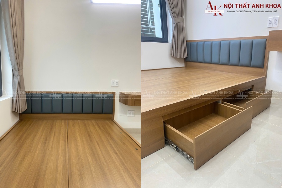 Giường ngủ đầu kệ bọc nệm - Trung tâm của sự thoải mái Giường ngủ đầu kệ bọc nệm - Trung tâm của sự thoải mái