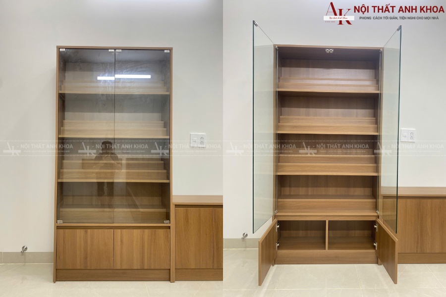 Kệ tivi kết hợp kệ trang trí cánh kính sang trọng Kệ tivi kết hợp kệ trang trí cánh kính sang trọng