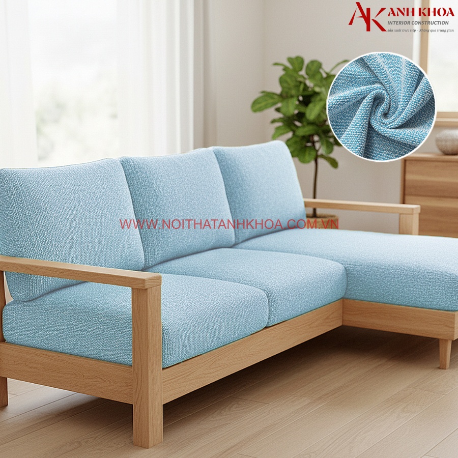 Ghế so pha gỗ tự nhiên màu xanh dương đẹp hiện đại Ghế so pha gỗ tự nhiên màu xanh dương đẹp hiện đại