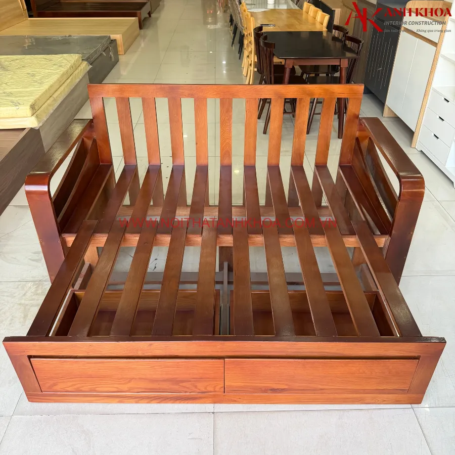 Ghế sofa kéo thành giường gỗ sồi tự nhiên đẹp tiện lợi Ghế sofa kéo thành giường gỗ sồi tự nhiên đẹp tiện lợi