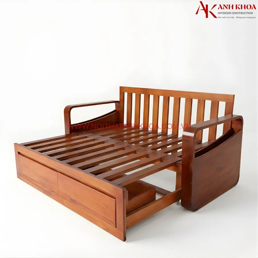 Bộ ghế sofa kéo thành giường gỗ sồi tự nhiên đẹp, giá tốt Bộ ghế sofa kéo thành giường gỗ sồi tự nhiên đẹp, giá tốt