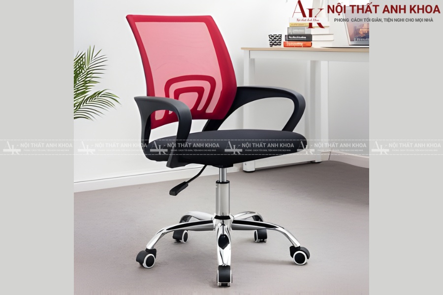 Ghế xoay văn phòng màu đỏ lưng lưới Ghế xoay văn phòng màu đỏ lưng lưới
