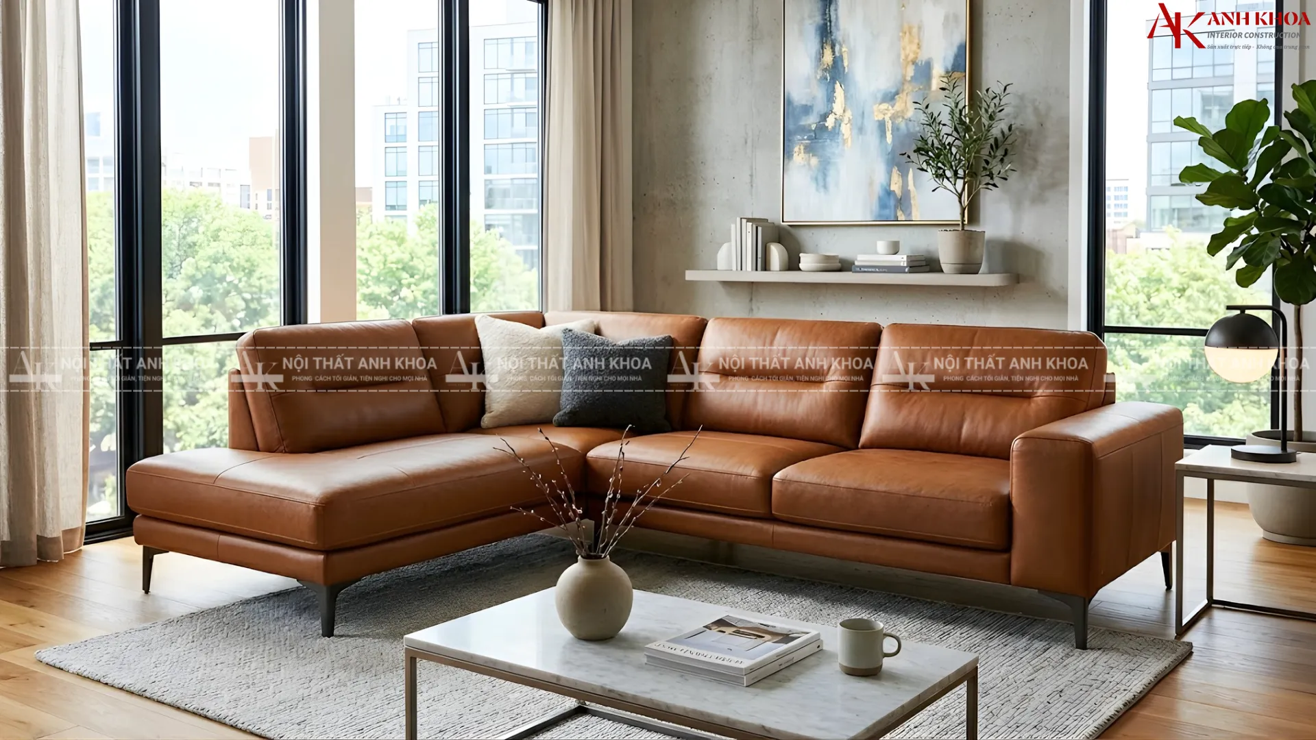 Bố trí không gian phòng khách kèm ghế sofa da đẹp, hiện đại Bố trí không gian phòng khách kèm ghế sofa da đẹp, hiện đại
