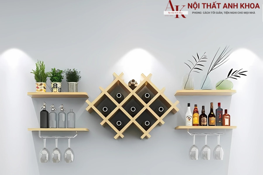 Giá treo rượu và ly gọn nhẹ dành cho góc bếp Giá treo rượu và ly gọn nhẹ dành cho góc bếp