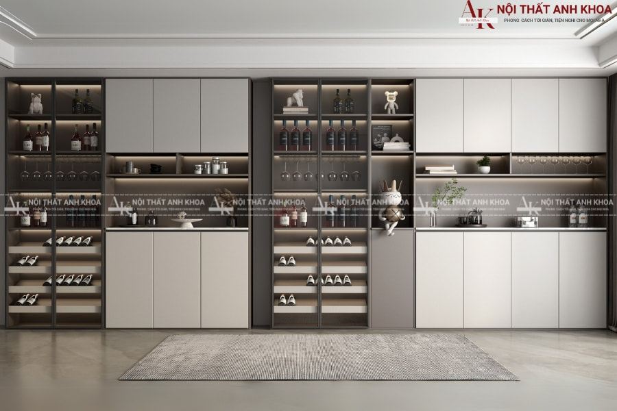 Giải phóng mặt sàn, tủ rượu tạo nên sự thoáng đãng Giải phóng mặt sàn, tủ rượu tạo nên sự thoáng đãng