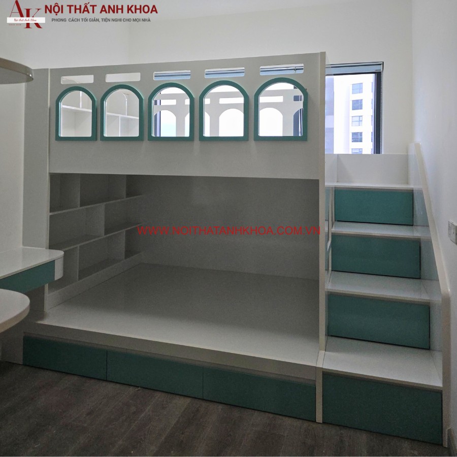 Giường 2 tầng gỗ công nghiệp phối màu đẹp Giường 2 tầng gỗ công nghiệp phối màu đẹp