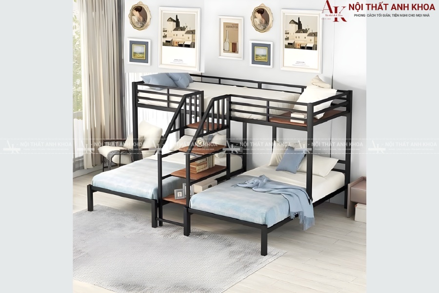 Giường tầng sắt hiện đại - Lưu trữ gọn gàng Giường tầng sắt hiện đại - Lưu trữ gọn gàng