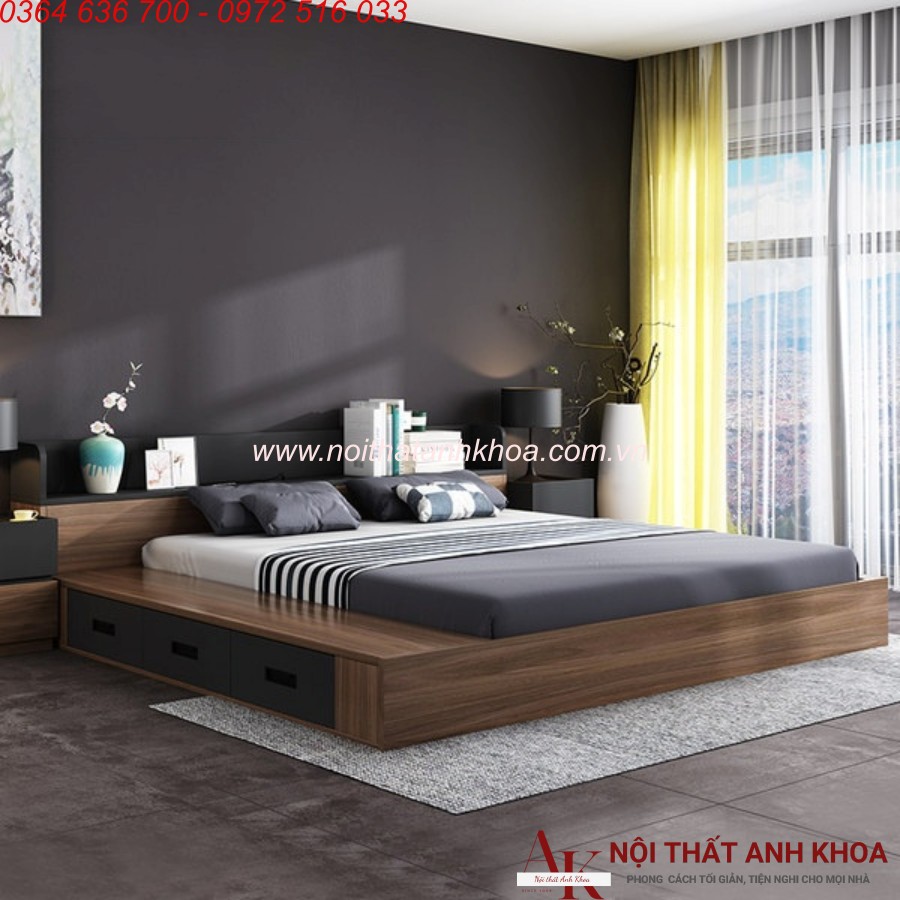 Giường Ngủ Gỗ Công Nghiệp Có Ngăn Kéo Màu Óc Chó Đẹp Giá Tốt Giường Ngủ Gỗ Công Nghiệp Có Ngăn Kéo Màu Óc Chó Đẹp Giá Tốt