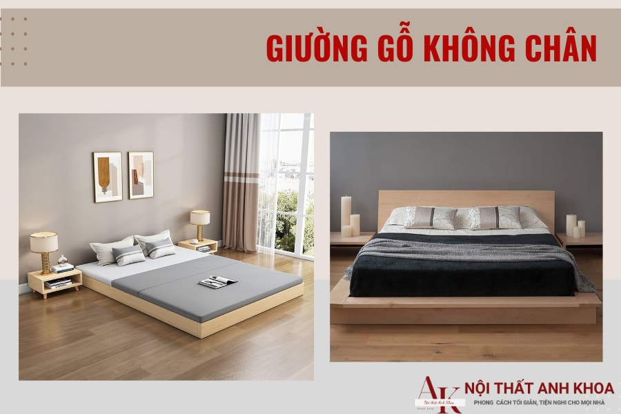 Giường gỗ không chân Giường gỗ không chân