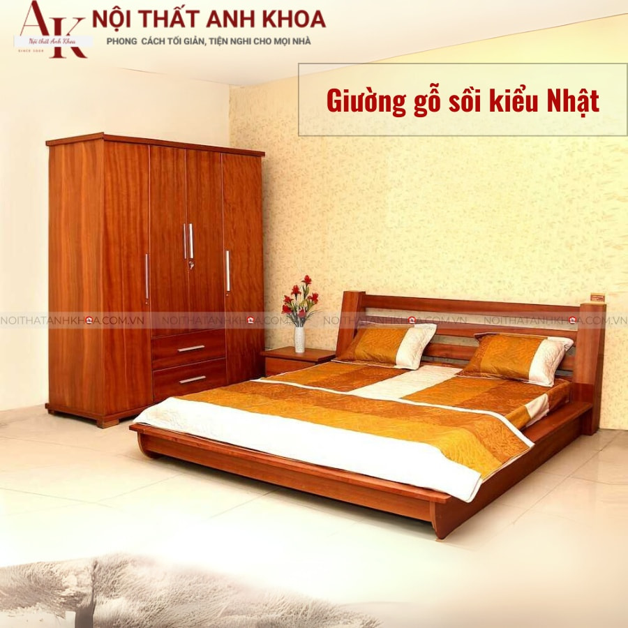 Giường Nhật gỗ sồi tự nhiên đẹp, đẳng cấp Giường Nhật gỗ sồi tự nhiên đẹp, đẳng cấp