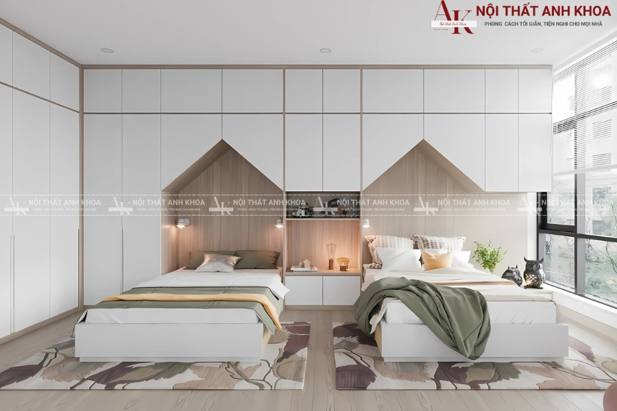 Phòng ngủ đẹp, gọn gàng cho 2 bé trai gái Phòng ngủ đẹp, gọn gàng cho 2 bé trai gái