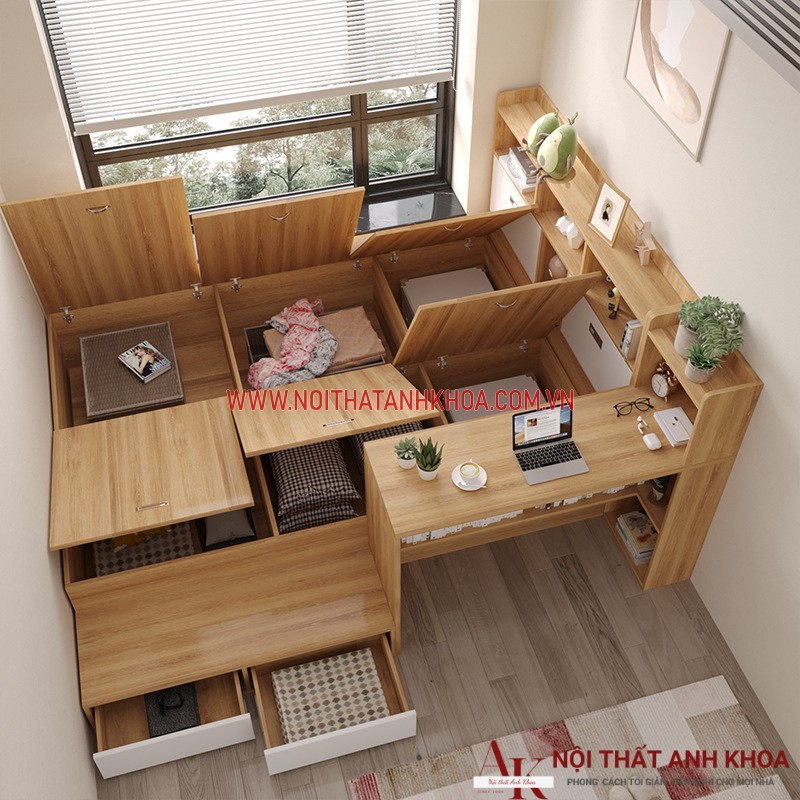 Giường Liền Bàn Làm Việc Gỗ Công Nghiệp Thông Minh Giá Rẻ Giường Liền Bàn Làm Việc Gỗ Công Nghiệp Thông Minh Giá Rẻ