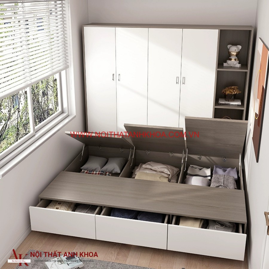 Giường Liền Tủ Gỗ Công Nghiệp MDF Hiện Đại Giá Rẻ Giường Liền Tủ Gỗ Công Nghiệp MDF Hiện Đại Giá Rẻ