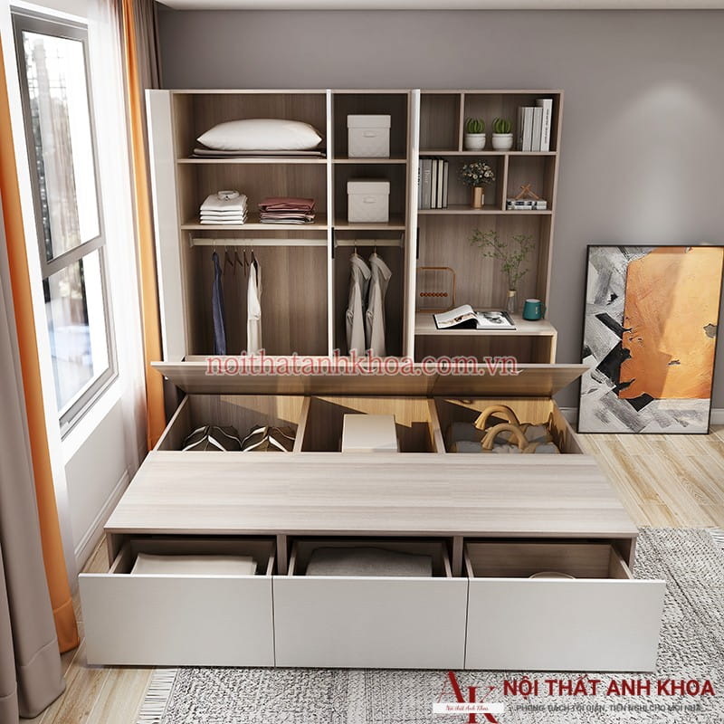 Giường liền tủ thông minh gỗ công nghiệp Giường liền tủ thông minh gỗ công nghiệp