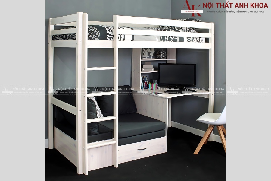 Giường tầng gỗ MDF đa năng - Tích hợp bàn học Giường tầng gỗ MDF đa năng - Tích hợp bàn học