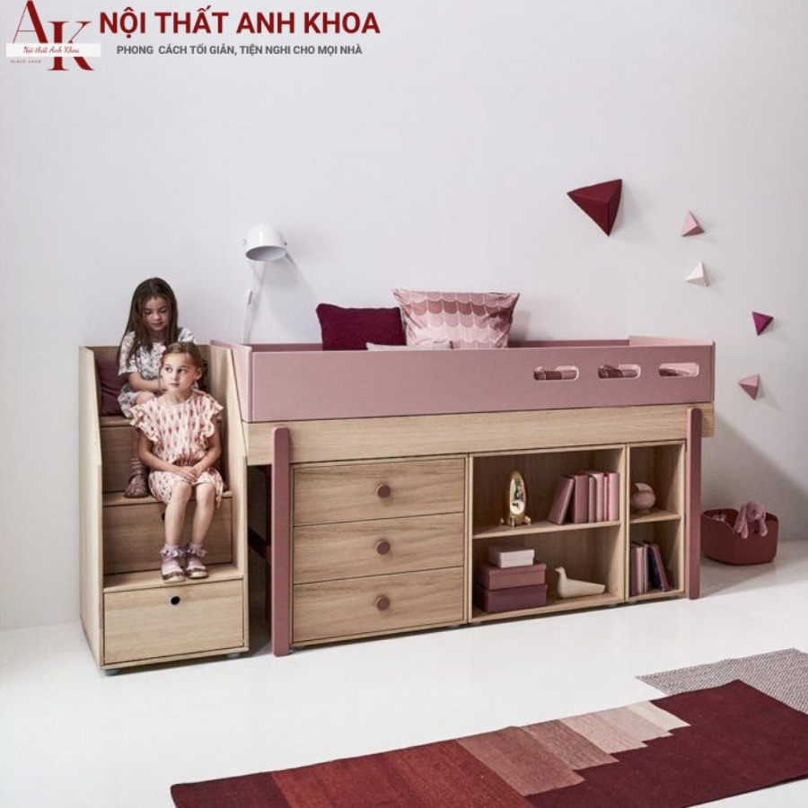 Giường ngủ hồng Vintage cho bé gái đẹp hiện đại Giường ngủ hồng Vintage cho bé gái đẹp hiện đại