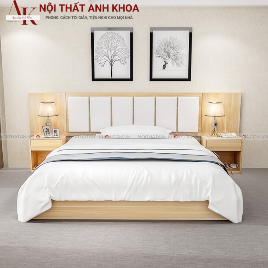 Giường ngủ gỗ công nghiệp phủ melamine hiện đại Giường ngủ gỗ công nghiệp phủ melamine hiện đại