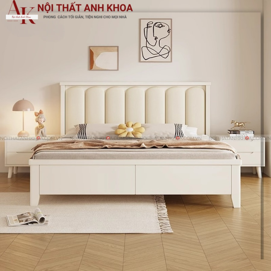 Giường ngủ thiết kế kiểu Bắc Âu màu trắng tại Anh Khoa Giường ngủ thiết kế kiểu Bắc Âu màu trắng tại Anh Khoa
