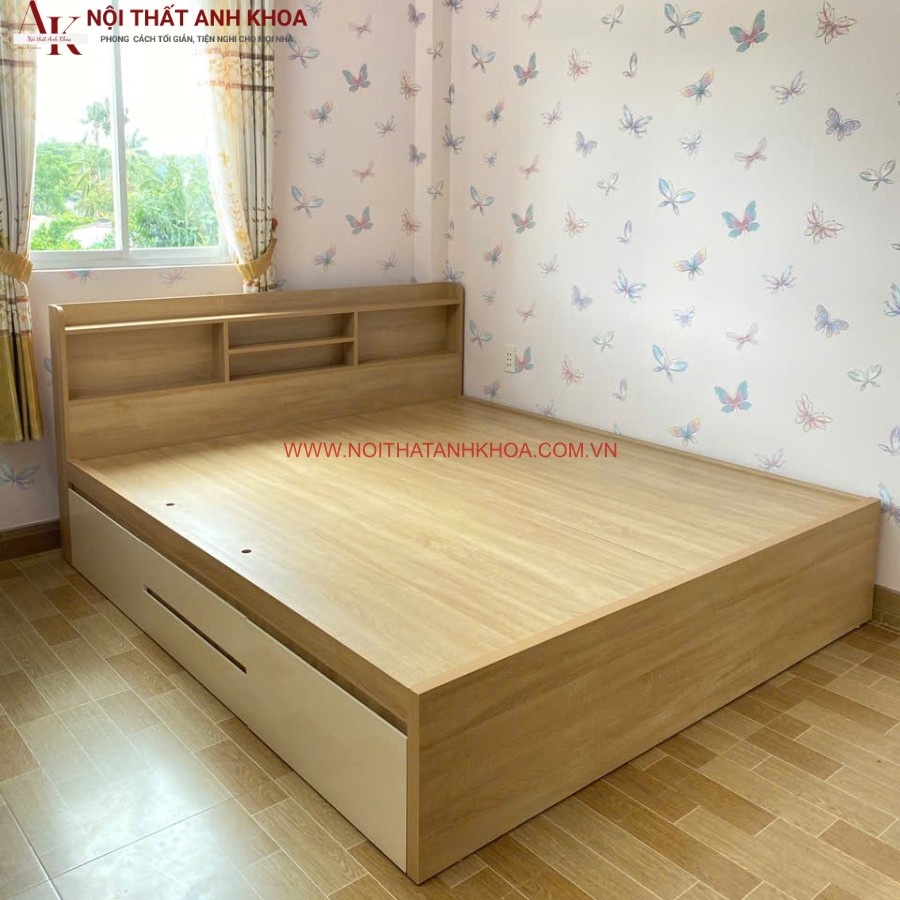 Giường ngủ gỗ công nghiệp MDF phối màu tinh tế Giường ngủ gỗ công nghiệp MDF phối màu tinh tế