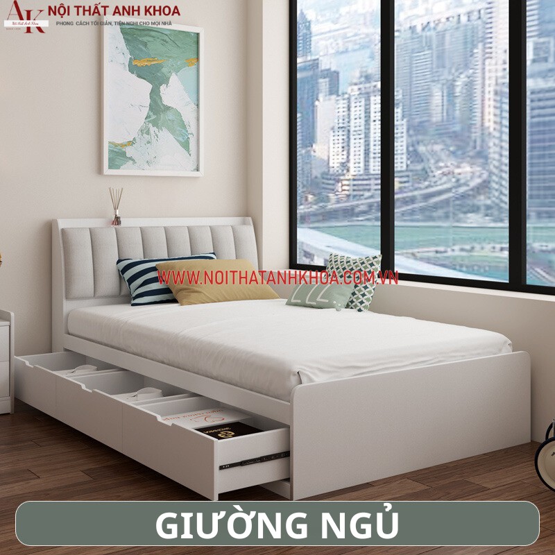 Giường Ngủ Gỗ Công Nghiệp Hiện Đại Có Ngăn Kéo Giường Ngủ Gỗ Công Nghiệp Hiện Đại Có Ngăn Kéo