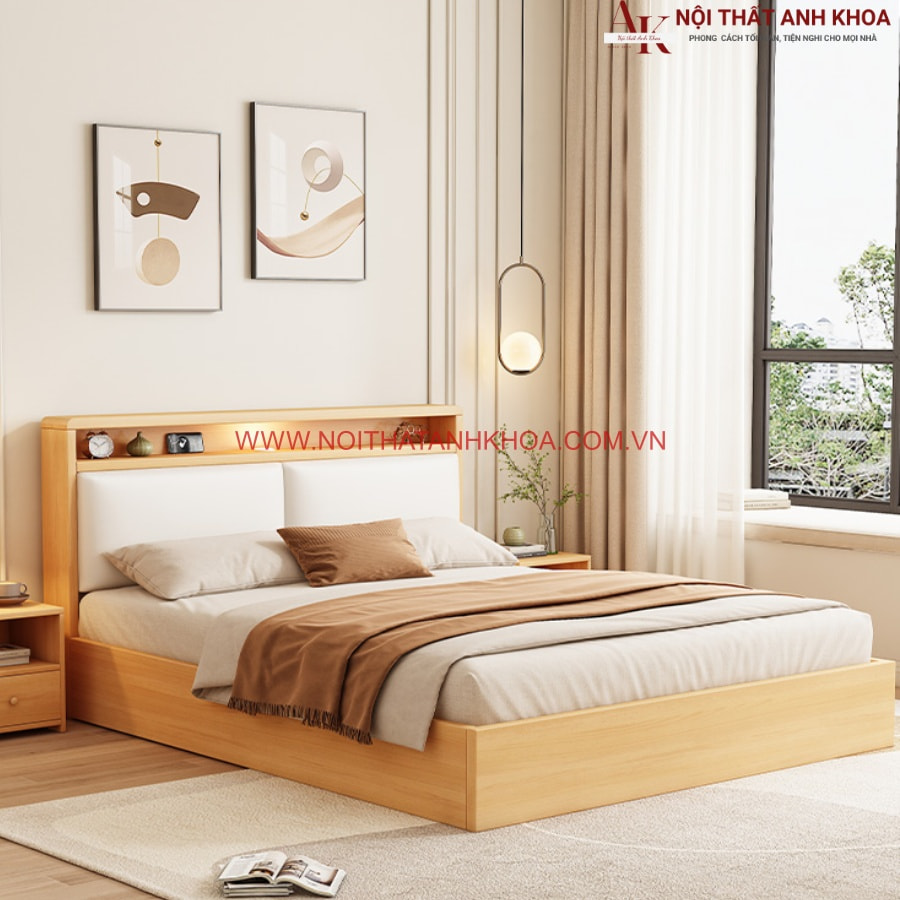 Giường ngủ gỗ MDF cứng cáp, bền bỉ Giường ngủ gỗ MDF cứng cáp, bền bỉ