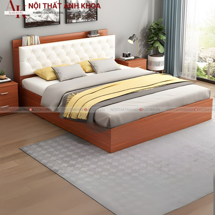 Giường ngủ gỗ công nghiệp màu xoan đoan đào đẹp hiện đại Giường ngủ gỗ công nghiệp màu xoan đoan đào đẹp hiện đại