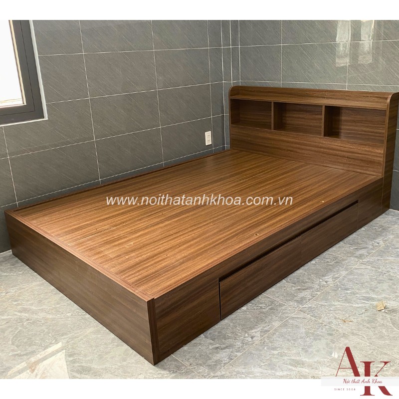 Giường Ngủ Gỗ Công Nghiệp MDF Đầu Kệ 2 Hộc Hiện Đại Tiện Lợi Giường Ngủ Gỗ Công Nghiệp MDF Đầu Kệ 2 Hộc Hiện Đại Tiện Lợi