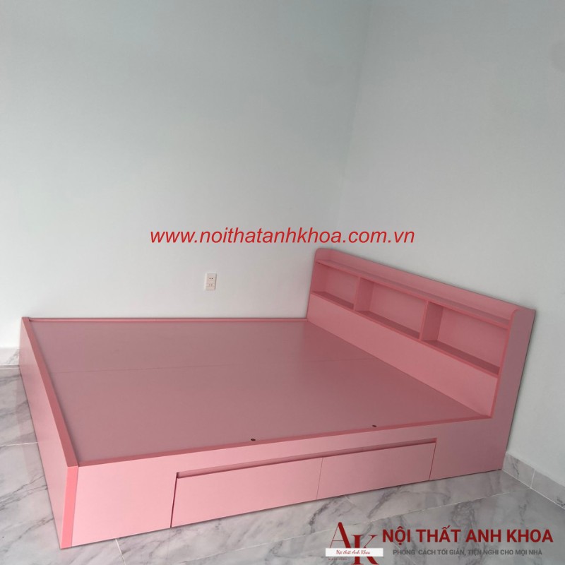 Giường Ngủ Gỗ Công Nghiệp MDF Đầu Kệ 2 Hộc Hiện Đại Tiện Lợi Giường Ngủ Gỗ Công Nghiệp MDF Đầu Kệ 2 Hộc Hiện Đại Tiện Lợi