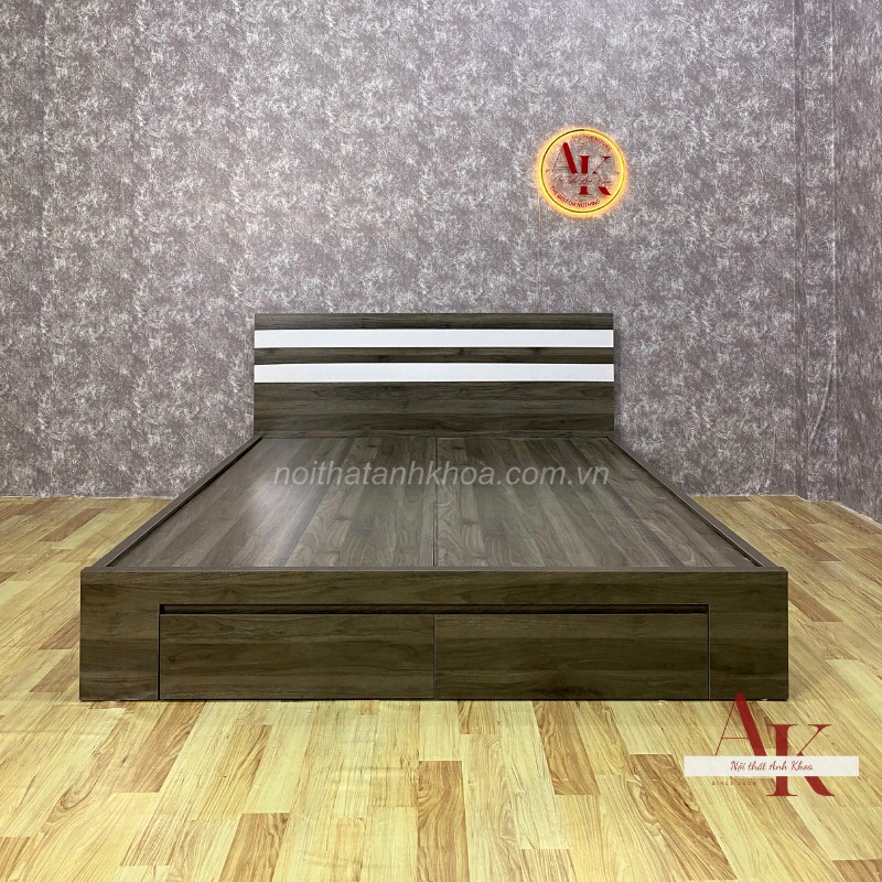 Giường Ngủ Gỗ MDF Phối Sọc Cùng 2 Hộc Tiện Lợi Giường Ngủ Gỗ MDF Phối Sọc Cùng 2 Hộc Tiện Lợi