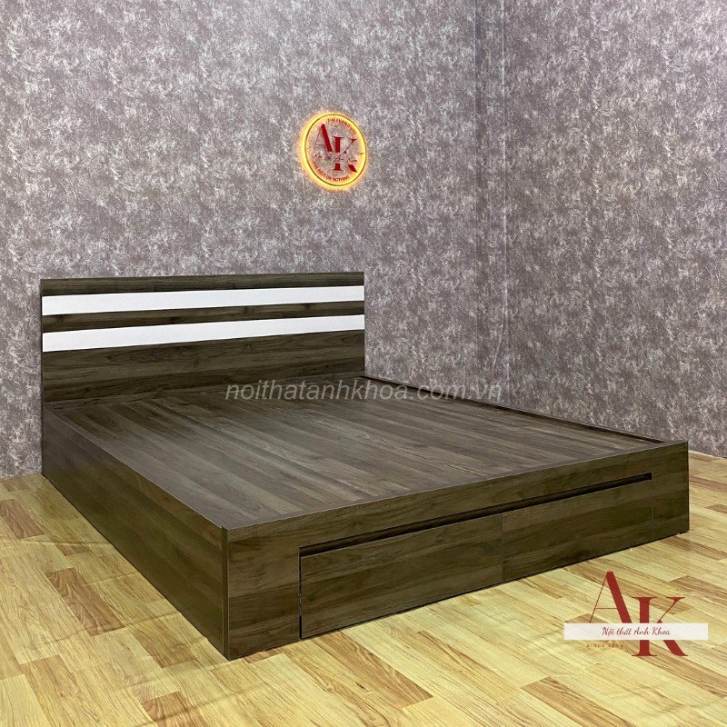 Giường Ngủ Gỗ MDF Phối Sọc Cùng 2 Hộc Tiện Lợi Giường Ngủ Gỗ MDF Phối Sọc Cùng 2 Hộc Tiện Lợi