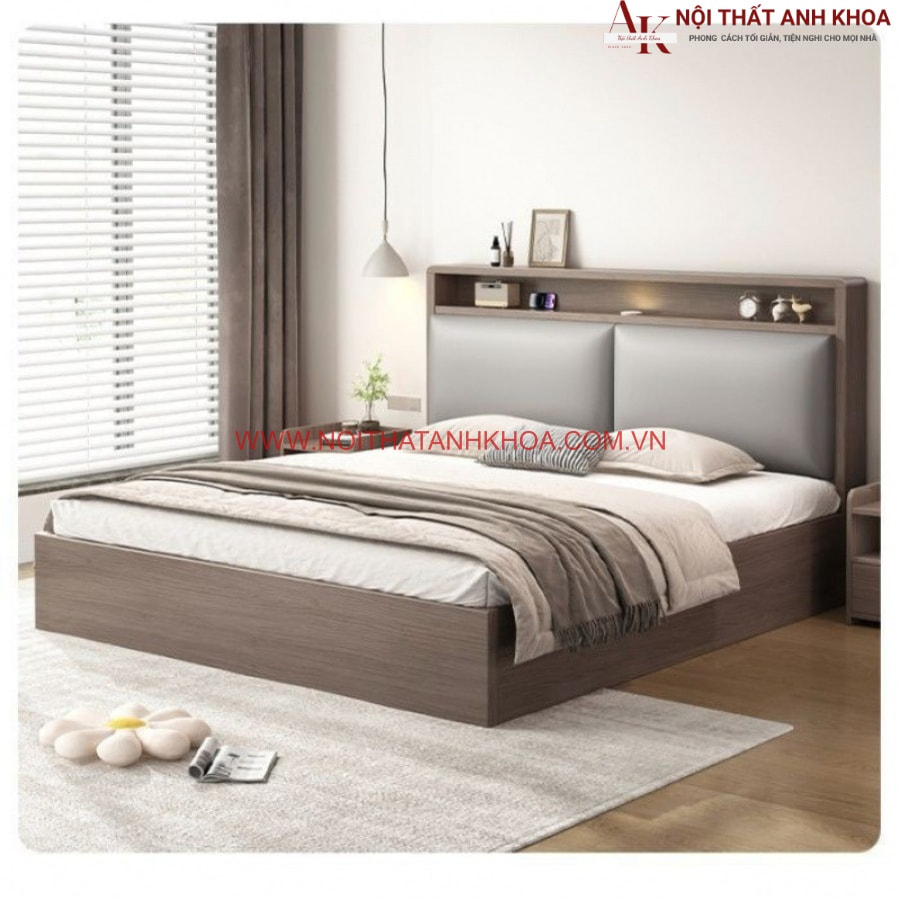 Giường ngủ gỗ MDF kiểu dáng hiện đại, tinh xảo Giường ngủ gỗ MDF kiểu dáng hiện đại, tinh xảo