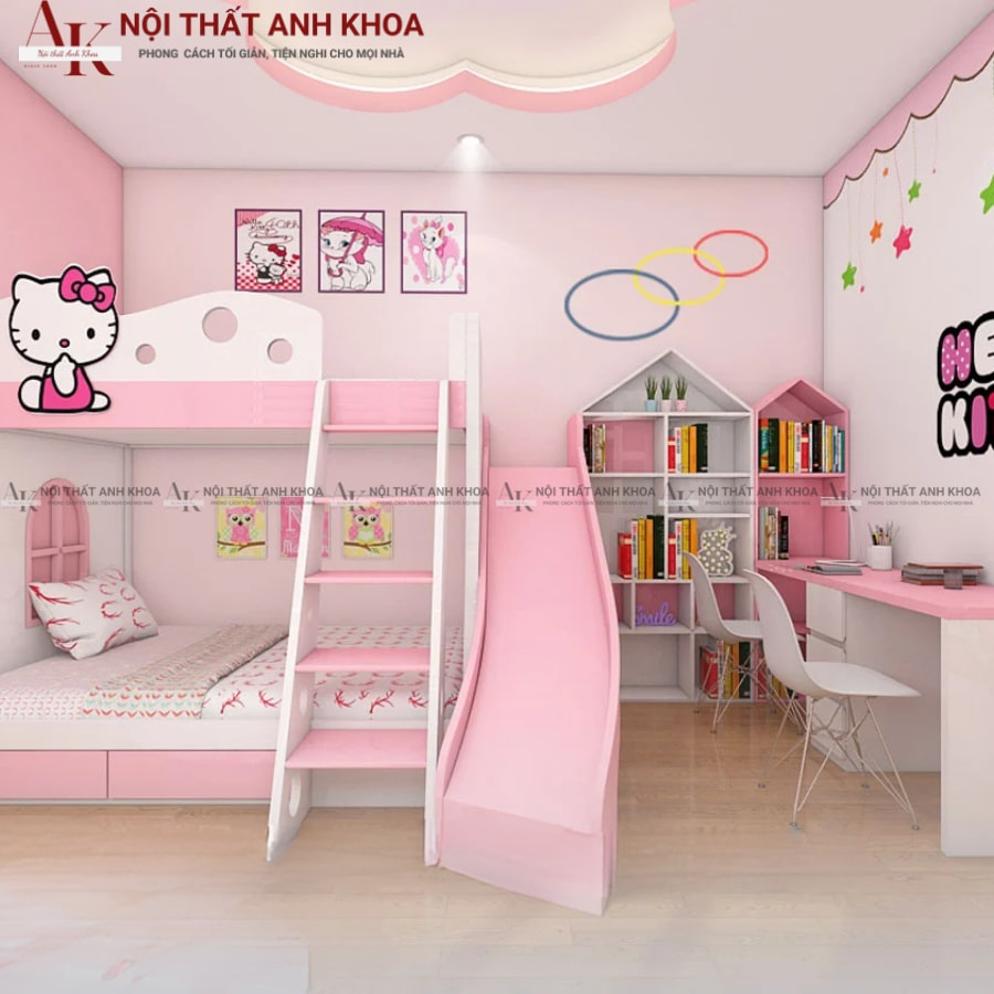 Giường ngủ Hello Kitty dễ thương cho bé gái Giường ngủ Hello Kitty dễ thương cho bé gái