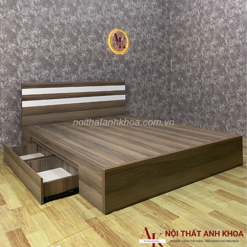 Giường Ngủ Hiện Đại Gỗ MDF Kèm 2 Hộc Tiện Lợi Giá Rẻ