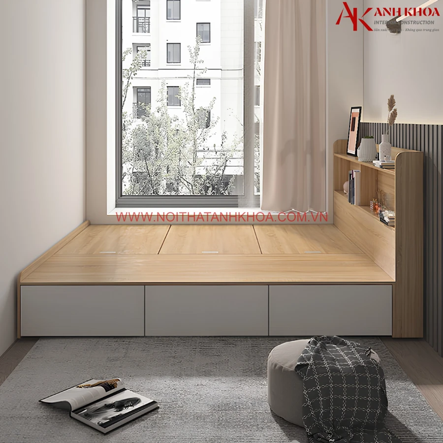 Giường ngủ hiện đại gỗ MDF thiết kế thông minh đẹp Giường ngủ hiện đại gỗ MDF thiết kế thông minh đẹp