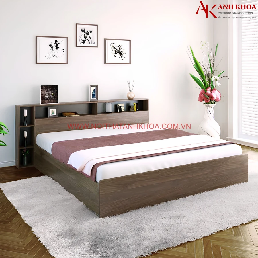 Giường ngủ hộp gỗ công nghiệp màu vân gỗ đẹp cao cấp Giường ngủ hộp gỗ công nghiệp màu vân gỗ đẹp cao cấp