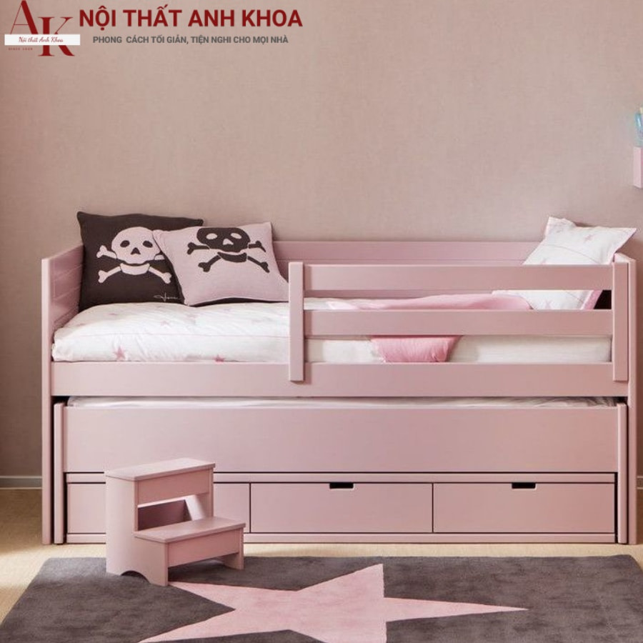 Giường ngủ hồng kiểu dáng hiện đại gỗ công nghiệp Giường ngủ hồng kiểu dáng hiện đại gỗ công nghiệp