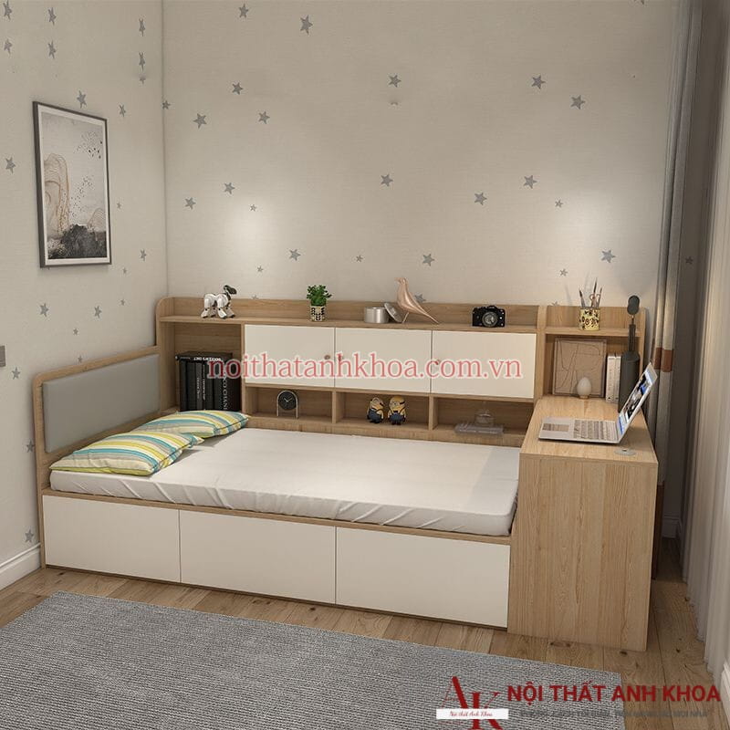 Giường Ngủ MDF Kết Hợp Bàn Học Và Kệ Sách Thông Minh Tiện Lợi Giường Ngủ MDF Kết Hợp Bàn Học Và Kệ Sách Thông Minh Tiện Lợi