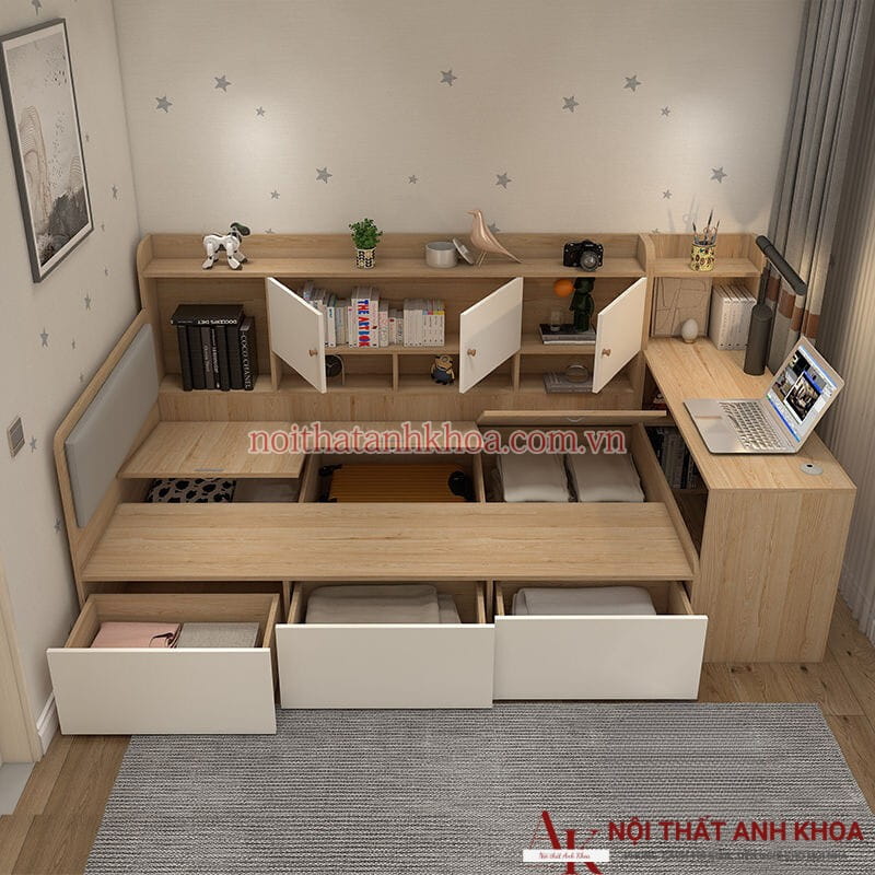 Giường Ngủ MDF Kết Hợp Bàn Học Và Kệ Sách Thông Minh Tiện Lợi Giường Ngủ MDF Kết Hợp Bàn Học Và Kệ Sách Thông Minh Tiện Lợi