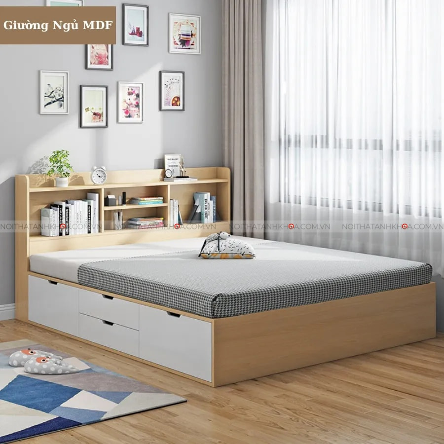 Giường ngủ gỗ công nghiệp có ngăn kéo hiện đại Giường ngủ gỗ công nghiệp có ngăn kéo hiện đại