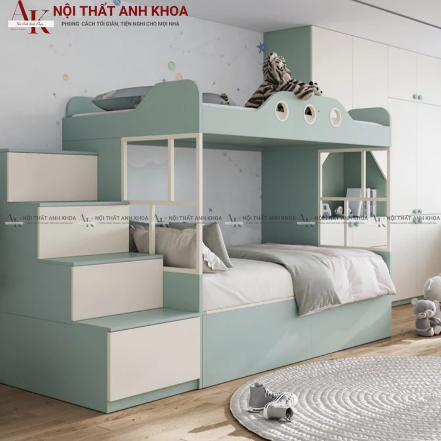 Giường tầng có cầu thang & ngăn kéo lưu trữ Giường tầng có cầu thang & ngăn kéo lưu trữ